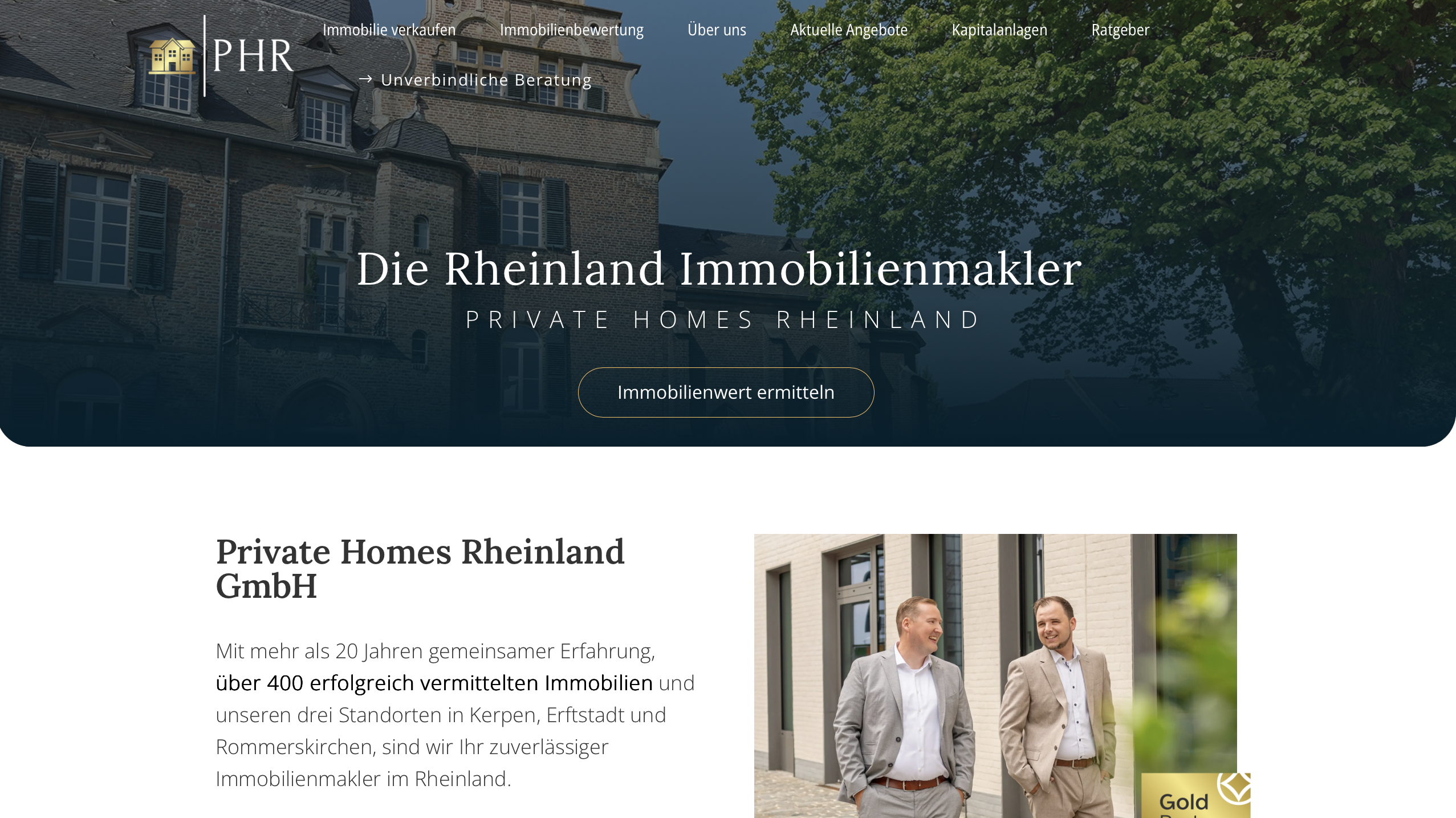 PHR Immobilien Website Referenz